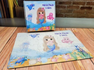 Quebra-cabeça Sereia em MDF com Caixa 28 x 19 cm - Artesanato e Personalizados