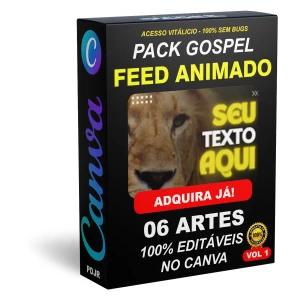 Pack Canva Gospel Feed Animado - 06 Artes Editáveis - Serviços Digitais