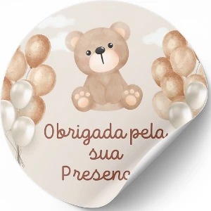 Adesivos para Chá de Bebê com Ursinho Marrom - Artesanato e Personalizados