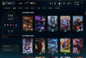 Conta league of legends 126 skins e quase todos os campeões