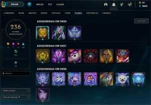 Conta antiga gold , 105 skins diamante nas outras seasons!! - League of Legends LOL