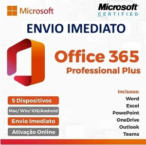 Office 365 Pro Plus - Acesso Vitalício - 5 Dispositivos - Softwares e Licenças