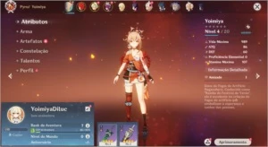 Conta Genshin Impact AR 7 com Yoimiya + Diluc