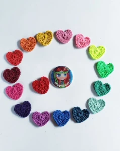 Coração em Crochê para Aplique - Artesanato e Personalizados