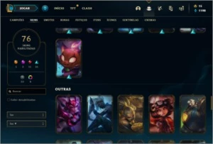 Conta unranked com 135 Champs e 76 Skins ( 2 Prestigios ) - League of Legends LOL