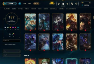 Prata 1 com TODOS os Champs e 187 Skins ( ADC / MID / JG ) - League of Legends LOL