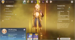 Conta Genshin Impact AR 5 com Arataki Itto + Keqing