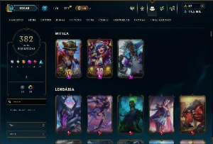 Ouro 4 com TODOS os champs e 382 Skins ( MID / JG / TOP ) - League of Legends LOL