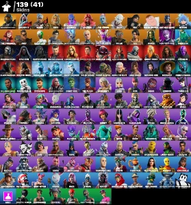 139 Skins+Homem Aranha+Flash+Lara Croft+ Heroina / 950Vbucks - Fortnite