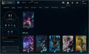 CONTA LEAGUE OF LEGENDS NV 268 COM 124 CAMPEOES LOL