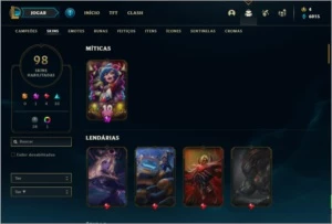 Conta Unranked com 98 Skins e 107 Champs - League of Legends LOL