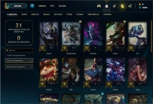 Conta prata 2 com 28 Champs e 7 Skins + 10 Espolios - League of Legends LOL