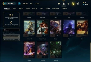 Conta prata 2 com 28 Champs e 7 Skins + 10 Espolios - League of Legends LOL