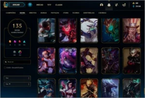 Todos os campeões e 155 skins. - League of Legends LOL