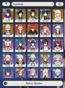 Ar 54 Venti, Raiden, Scaramouche, Jean, Diluc, Xiao + Arma5* - Genshin Impact