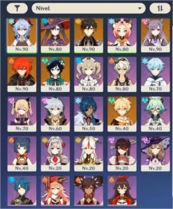 Conta Zhongli c2, Keqing c1 + 4 personagens 5*, e 4 armas 5* - Genshin Impact