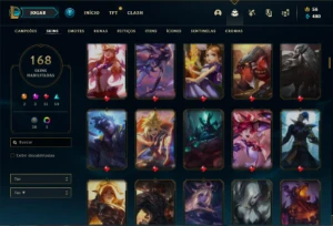 Conta prata 3 com 90 Champs e 168 Skins + 1200 RP - League of Legends LOL
