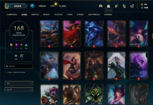 Conta prata 3 com 90 Champs e 168 Skins + 1200 RP - League of Legends LOL