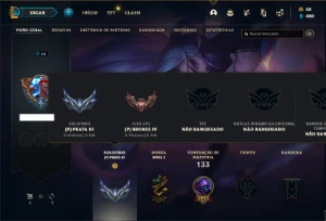 Conta prata 3 com 90 Champs e 168 Skins + 1200 RP - League of Legends LOL