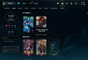 Conta prata 3 com 90 Champs e 168 Skins + 1200 RP - League of Legends LOL