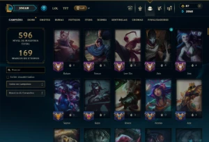 Platina 4 com TODOS os Champs e 160 Skins ( MID / JG / ADC ) - League of Legends LOL