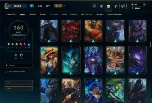 Platina 4 com TODOS os Champs e 160 Skins ( MID / JG / ADC ) - League of Legends LOL
