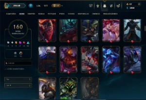 Platina 4 com TODOS os Champs e 160 Skins ( MID / JG / ADC ) - League of Legends LOL