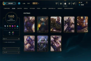 Platina 4 com TODOS os Champs e 160 Skins ( MID / JG / ADC ) - League of Legends LOL