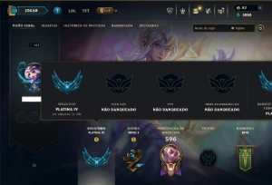 Platina 4 com TODOS os Champs e 160 Skins ( MID / JG / ADC ) - League of Legends LOL