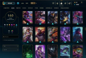 Platina 4 com TODOS os Champs e 160 Skins ( MID / JG / ADC ) - League of Legends LOL