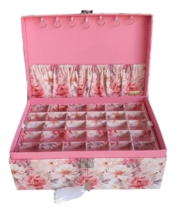Caixa para Joias e Bijuterias Grande Floral Rosa