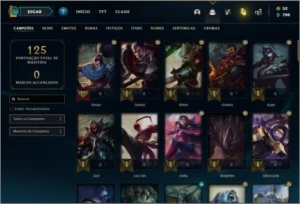 Conta ouro 4 com 54 skins e 84 champs - League of Legends LOL