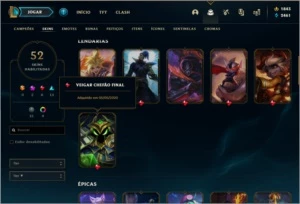 CONTA DE LOL, PRATA IV, LVL 269 COM 52 SKINS E MAIS - League of Legends