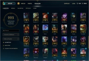 Ouro 4, 112 campões, 78 skins e 7 páginas de runa - League of Legends LOL