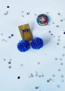 Brinco Festa Pompom - Artesanato e Personalizados