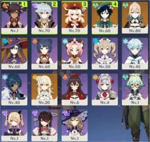 Conta AR 42 - 4 chars 5* e 8 chars 4* -Com aprox. 52 Rolls - Genshin Impact
