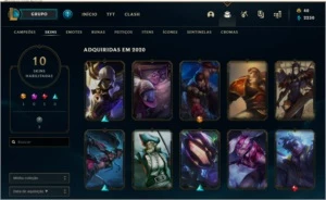 conta bronze lv 70, 10 skins, 2070 essencia laranja - League of Legends LOL