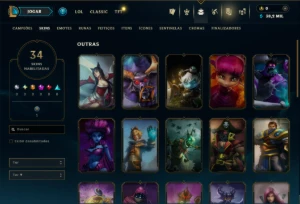 Unranked com 20 Champs e 34 Skins - League of Legends LOL