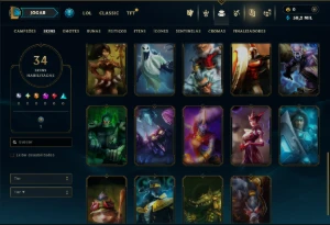Unranked com 20 Champs e 34 Skins - League of Legends LOL