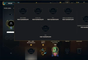 Unranked com 20 Champs e 34 Skins - League of Legends LOL