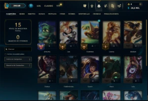 Unranked com 20 Champs e 34 Skins - League of Legends LOL