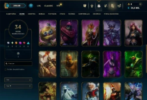 Unranked com 20 Champs e 34 Skins - League of Legends LOL