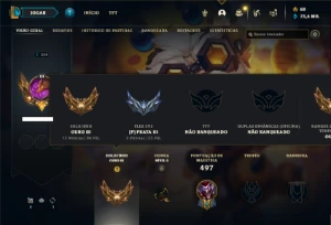Conta ouro 3 com TODOS os champs e 296 Skins (MID TOP E JG ) - League of Legends LOL