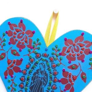 Quadro Mexicano Coração de Guadalupe - Artesanato e Personalizados
