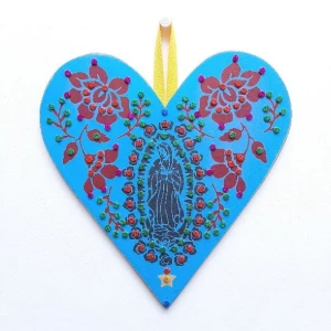 Quadro Mexicano Coração de Guadalupe - Artesanato e Personalizados