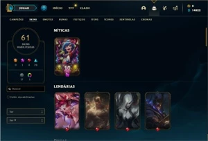 Conta ouro 4 com 100 Champs e 61 Skins - League of Legends LOL