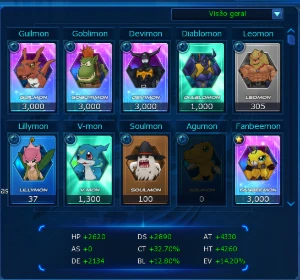 Conta LADMO Mid-End Game 4 SSS+ - Digimon Masters Online