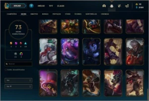 Conta platina 2 solo duo e flex com 73 skins e 80 champs - League of Legends LOL