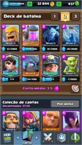 Clash Royale nv 10, highest 3909, 4 lendárias