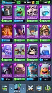 Clash Royale nv 10, highest 3909, 4 lendárias